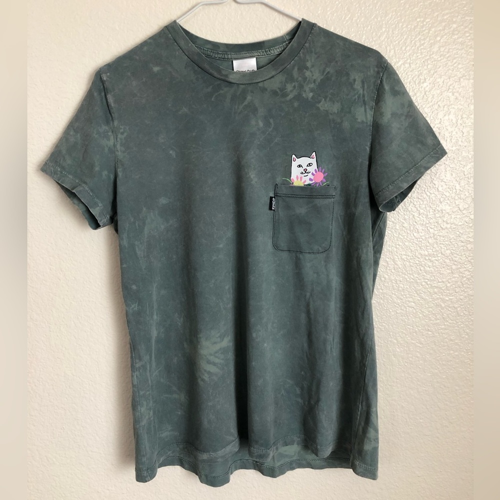 Rip n Dip cat shirt ripndip flowers floral tie dyed lord nermal pocket top